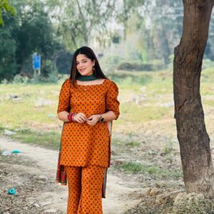 3 Piece Printed Linen Suit